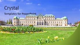  Presentation with vienna - Presentation theme featuring beautiful belvedere palace vienna background and a light blue colored foreground