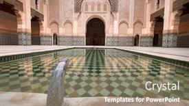  Presentation with school - Presentation theme with beautiful-ben-youssef-school-palace background and a coral colored foreground