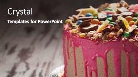  Presentation with pink birthday - Cool new slide deck with beautiful big pink cake birthday backdrop and a wine colored foreground