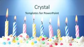  Presentation with happy birthday - Colorful slide set enhanced with beautiful birthday candles on blue backdrop and a sky blue colored foreground