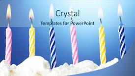  Presentation with birthday - Cool new slide set with beautiful birthday candles on blue backdrop and a sky blue colored foreground