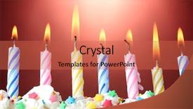  Presentation with of happy birthday candles - Beautiful PPT theme featuring beautiful birthday candles on red backdrop and a red colored foreground