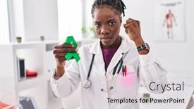  Presentation with mental health - Presentation design featuring beautiful-black-doctor-woman-holding background and a lemonade colored foreground