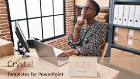  Presentation with black woman - Presentation with beautiful-black-doctor-woman-working background and a  colored foreground