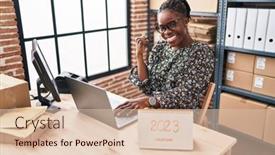  Presentation with black woman - PPT theme having beautiful-black-doctor-woman-working background and a lemonade colored foreground