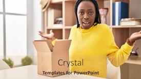  Presentation with black woman - Presentation theme consisting of beautiful-black-woman-opening-cardboard background and a yellow colored foreground