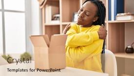  Presentation with confident love - PPT theme having beautiful-black-woman-opening-cardboard background and a coral colored foreground