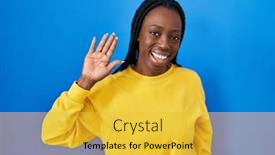  Presentation with black woman - Presentation theme consisting of beautiful-black-woman-standing-over background and a yellow colored foreground