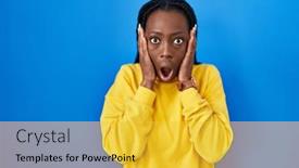  Presentation with black-woman - PPT theme consisting of beautiful-black-woman-standing-over and a yellow colored foreground