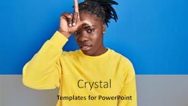  Presentation with black woman - Presentation theme having beautiful-black-woman-standing-over background and a yellow colored foreground