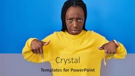  Presentation with black woman - Slide set featuring beautiful-black-woman-standing-over background and a yellow colored foreground