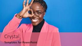  Presentation with black woman - Slides enhanced with beautiful-black-woman-standing-over background and a  colored foreground