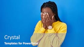  Presentation with black woman - PPT theme consisting of beautiful-black-woman-standing-over background and a teal colored foreground