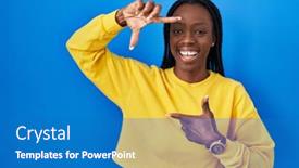  Presentation with black woman - Theme consisting of beautiful-black-woman-standing-over background and a teal colored foreground