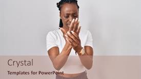  Presentation with inflammation - PPT theme having beautiful-black-woman-standing-over background and a coral colored foreground