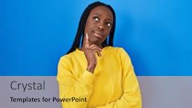  Presentation with black woman praying - Presentation with beautiful-black-woman-standing-over background and a yellow colored foreground