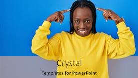  Presentation with thought - PPT theme having beautiful-black-woman-standing-over background and a yellow colored foreground