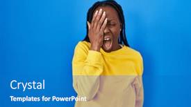  Presentation with face pain - Slide deck consisting of beautiful-black-woman-standing-over background and a teal colored foreground