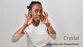  Presentation with deaf - PPT layouts enhanced with beautiful-black-woman-standing-over background and a light gray colored foreground