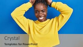  Presentation with bunny - Theme having beautiful-black-woman-standing-over background and a yellow colored foreground