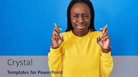  Presentation with hope - Presentation design with beautiful-black-woman-standing-over background and a yellow colored foreground