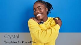  Presentation with confident love - PPT theme enhanced with beautiful-black-woman-standing-over background and a yellow colored foreground