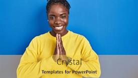  Presentation with black woman praying - Slides with beautiful-black-woman-standing-over background and a yellow colored foreground