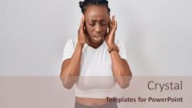  Presentation with migraine - PPT layouts enhanced with beautiful-black-woman-standing-over background and a coral colored foreground