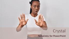  Presentation with forbidden - PPT theme having beautiful-black-woman-standing-over background and a mint green colored foreground