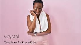  Presentation with pink nails - PPT theme featuring beautiful-black-woman-wearing-sportswear background and a lemonade colored foreground