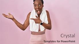  Presentation with pink black - PPT layouts with beautiful-black-woman-wearing-sportswear background and a lemonade colored foreground