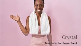  Presentation with pink black - Slides enhanced with beautiful-black-woman-wearing-sportswear background and a lemonade colored foreground