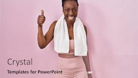  Presentation with pink black - Presentation theme enhanced with beautiful-black-woman-wearing-sportswear background and a lemonade colored foreground