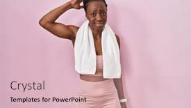  Presentation with pink black - Presentation theme having beautiful-black-woman-wearing-sportswear background and a lemonade colored foreground