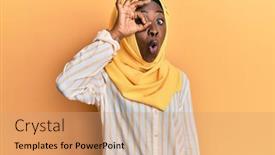  Presentation with islamic - Slide set with beautiful-black-woman-wearing-traditional background and a coral colored foreground