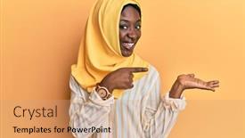  Presentation with islamic - Colorful presentation design enhanced with beautiful-black-woman-wearing-traditional backdrop and a coral colored foreground