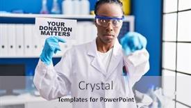  Presentation with donation - PPT theme consisting of beautiful-black-woman-working background and a lemonade colored foreground