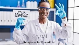  Presentation with donation - PPT theme consisting of beautiful-black-woman-working background and a lemonade colored foreground