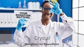  Presentation with donation - Slide deck featuring beautiful-black-woman-working background and a light gray colored foreground