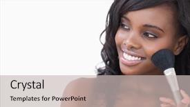  Presentation with brush - Audience pleasing presentation theme consisting of beautiful black women smiling - woman holding a brush while backdrop and a light gray colored foreground