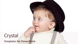  Presentation with hat - Slide deck featuring finger sucking - beautiful blond baby with hat background and a sky blue colored foreground