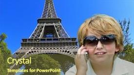  Presentation with cell tower - PPT theme having beautiful blond boy having fun chatting with friends on a cell phone background - the eiffel tower the picture was taken fisheye lens background and a tawny brown colored foreground