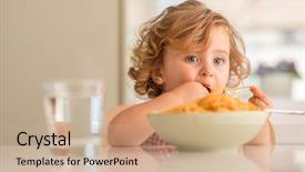  Presentation with child in a hindu home - Amazing theme having beautiful blond child eating spaghetti backdrop and a coral colored foreground