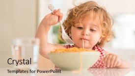  Presentation with spaghetti - Beautiful slides featuring beautiful blond child eating spaghetti backdrop and a lemonade colored foreground