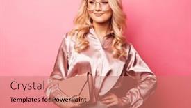  Presentation with color pink - Slide set featuring beautiful-blond-fashionable-woman background and a  colored foreground