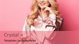  Presentation with color pink - Presentation consisting of beautiful-blond-fashionable-woman background and a  colored foreground