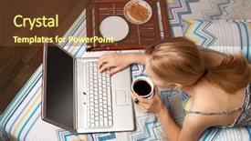  Presentation with female empowerment - Presentation consisting of beautiful blond female in bed background and a  colored foreground