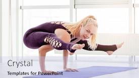  Presentation with strength - Slide set having beautiful-blond-girl-with-strength background and a light blue colored foreground