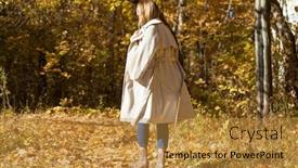  Presentation with yellow orange - Colorful slide deck enhanced with leaves in a beige coat backdrop and a gold colored foreground