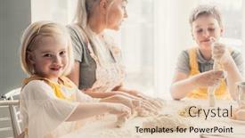  Presentation with parent children - Slide set consisting of beautiful-blond-mom-teaching background and a lemonade colored foreground